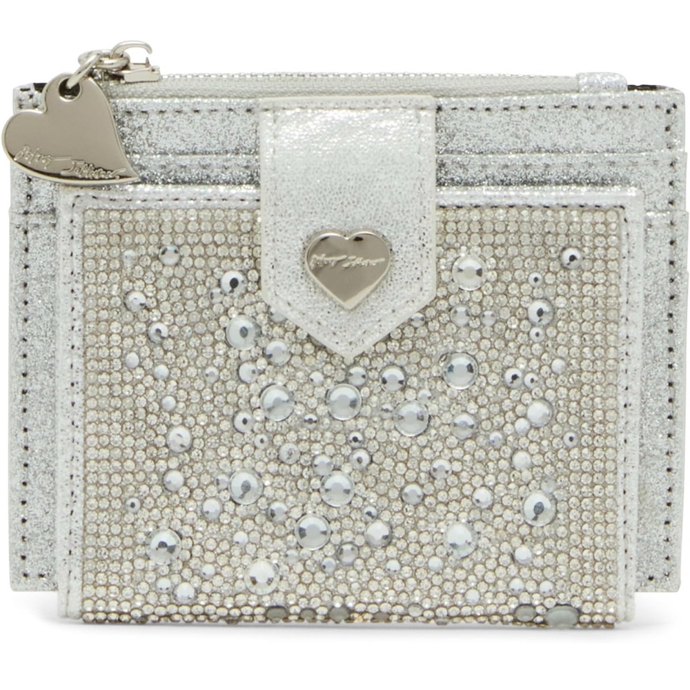 Betsey Johnson Silver Crystal Embellished Wallet